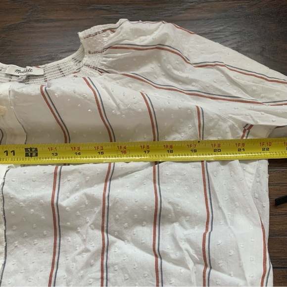 Madewell | Smocked-Neck Raglan Top Clipdot Stripe - Picture 9 of 11
